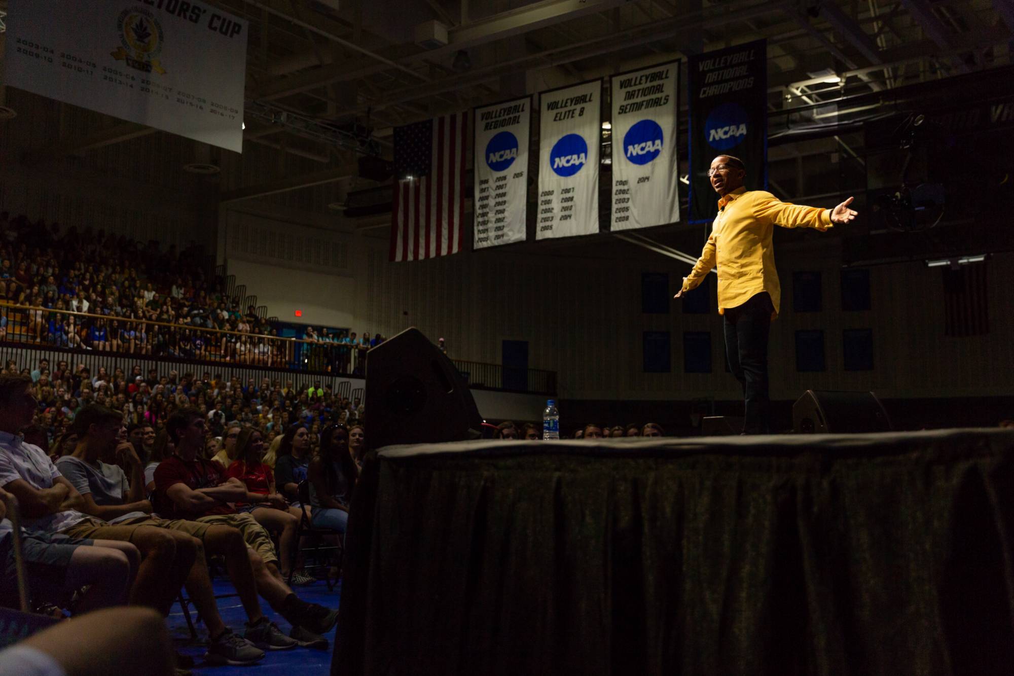 Speaker speaking in front of students